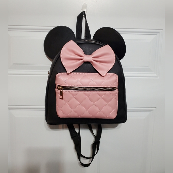Minnie Mouse Pink Quilted Front Pocket Mini Backpack with Ears - Picture 13 of 16